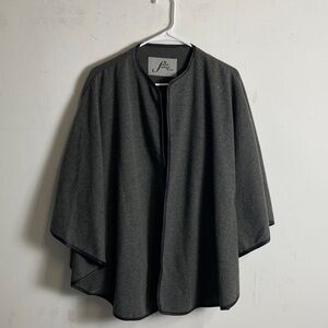 Faux Frenzi Charcoal Wool Blend Poncho